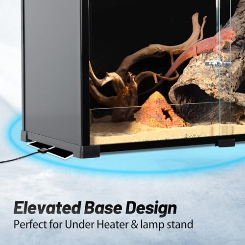 REPTI ZOO 50 Gallon Reptile Tank, 36" X 18" X 18" Reptile Terrarium, Black-Tinted ECO Glass Enclosure with Sliding Door & Mesh Top, Secure & Low-Stress Habitat for Bearded Dragon, Gecko, Snake, Lizard - size: 36"W X 18"D X 18"H (50 Gallon)