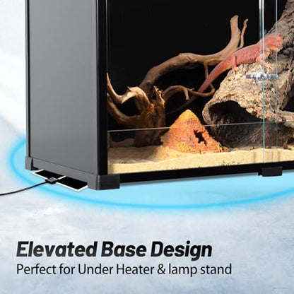 REPTI ZOO 50 Gallon Reptile Tank, 36" X 18" X 18" Reptile Terrarium, Black-Tinted ECO Glass Enclosure with Sliding Door & Mesh Top, Secure & Low-Stress Habitat for Bearded Dragon, Gecko, Snake, Lizard - size: 36"W X 18"D X 18"H (50 Gallon)