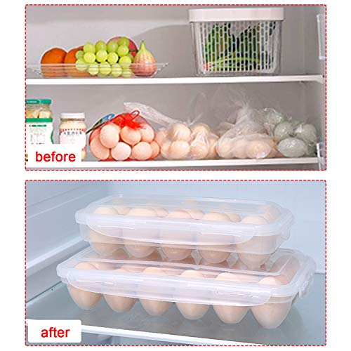 XBY-US 4 Pack Covered Egg Holders,Egg Holder For Refrigerator,travel egg Storage Container,Plastic Refrigerator Egg Trays,camping egg box,Deviled Egg Tray Carrier with Lid Fits 18X4 Eggs(72 Eggs) - style: A-18 Egg-4 Pack