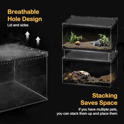 Reptile PC Terrarium,Spider Tank Starter Kit,Leopard Gecko Container,Tarantula Cage,Hermit Crab Habitat,Lizard Enclosure,Insect Housing,Jumping Spider Enclosure,Small Bearded Dragon Vivarium