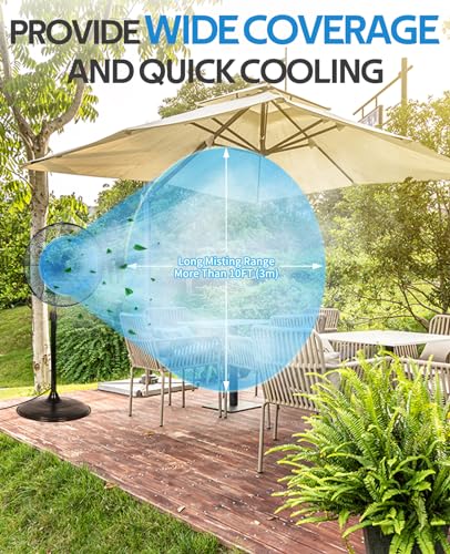 homenote Misting Fan Kit for Outside Cooling, 16.4FT Misting Line | 5 Brass Nozzles, 3/4" Brass Adapter, Outdoor Mister System for Patio, Backyard & Poolside Relaxation