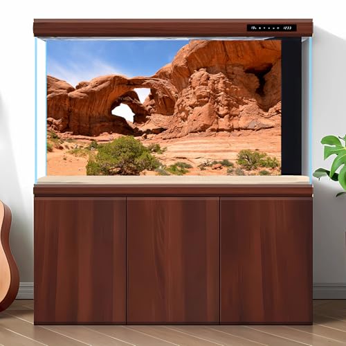 Desert Reptile Tank Background Beautiful Arches National Park Landscape Terrarium Background Blue Sky Gobi Style Aquarium Backgrounds Sunset Desert Fish Reptile Enclosure Tank Backgrounds 24x12in - color: Gobi Orange, size: 24(W)x12(H)inches/ 60(W)*30cm(H