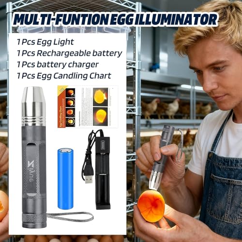 Egg Candler Light Rechargeable USB Eggs Candling Tester | Candling light for chicken eggs, egg checker incubator 5 modes, USB charging, for chicken duck quail dark eggs. - color: Gray
