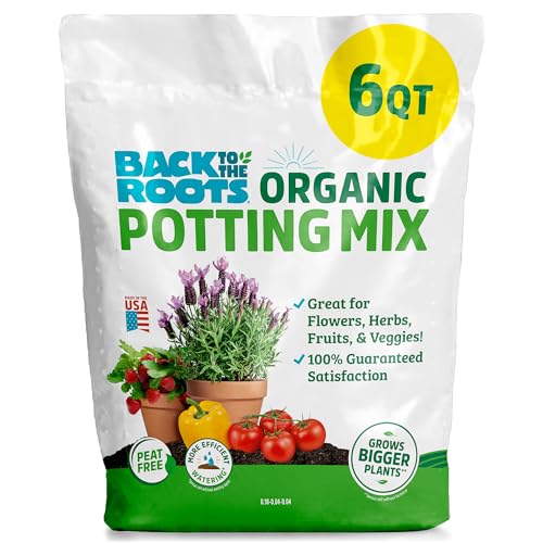 Back to the Roots 100% Organic Potting Mix (6 Quart) Premium Blend Made in The USA - size: 6 Quart, style: Premium Potting Mix