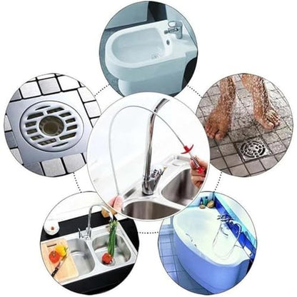 Sewer Cleaning Hook & No Need for Chemicals,Portrayi Sewer Cleaning Hook,Sewer Cleaning Hook Drain Clog Remover,Toilet Snake Clog Remover,Flexible Grabber Claw Long Drain Snake (118.1in) - color: 118.1in