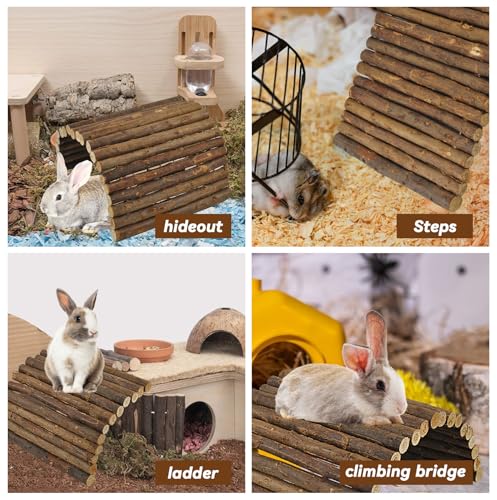 kathson Rabbit Wooden Bridge(20.0 x 11.8 inches),Guinea Pig Wood Tunnel Large Bunny Ladders Small Animal Flexible Hideout for Hamster Chinchillas Guinea Pig Hedgehog and Other Rodents - size: L (20.0 x 11.8 inches)