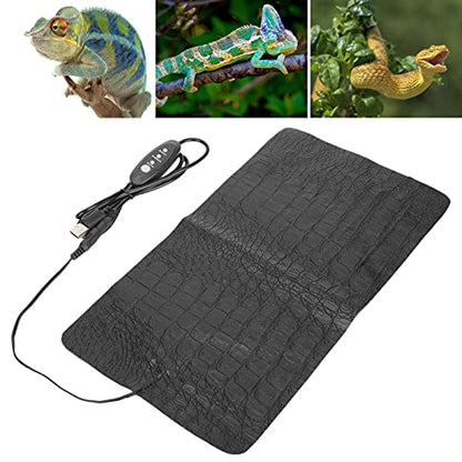 Pssopp USB Reptile Anti‑Scratch Heating Pad Reptile Heat Pad Temperature Adjustable Under Warmer Heating Mat for Small Animals(L)