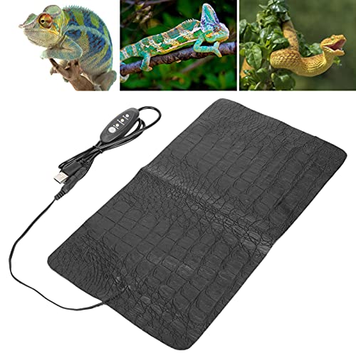 Pssopp USB Reptile Anti‑Scratch Heating Pad Reptile Heat Pad Temperature Adjustable Under Warmer Heating Mat for Small Animals(L)