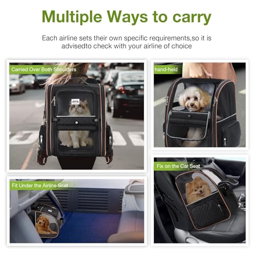 Large Cat Backpack Carrier Expandable Pet Carrier Backpack for Small Dogs Medium Cats Fit Up to 18 Lbs, Dog Backpack Carrier, Foldable Puppy Backpack Carrier for Travel, Black - color: Black