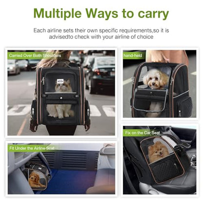 Large Cat Backpack Carrier Expandable Pet Carrier Backpack for Small Dogs Medium Cats Fit Up to 18 Lbs, Dog Backpack Carrier, Foldable Puppy Backpack Carrier for Travel, Black - color: Black