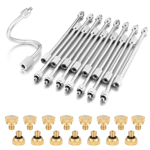 CozyCabin 15Pcs Flexible Mister Extensions with 15pcs Brass Misting Nozzle Kits, 5.9 Inch Brass Mist Rod for Mister Nozzles, Bendable Copper Extended Pole 10/24 UNC Thread for Outdoor Cooling System - color: 15pcs Mister Extensions with 15pcs Nozzles