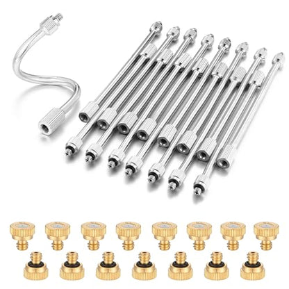 CozyCabin 15Pcs Flexible Mister Extensions with 15pcs Brass Misting Nozzle Kits, 5.9 Inch Brass Mist Rod for Mister Nozzles, Bendable Copper Extended Pole 10/24 UNC Thread for Outdoor Cooling System - color: 15pcs Mister Extensions with 15pcs Nozzles