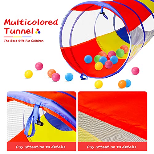 PigPigPen Kids Tunnel for Toddlers,Pop Up Play Tunnel Tent for Babies or Dogs, Indoor & Outdoor Toys for Kids Backyard Playset. (Red,Yellow,Blue Play Tent with mesh) - style: Red,yellow,blue play tent with mesh