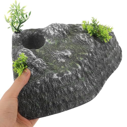 Uonlytech Turtle Basking Platform and Climbing Ramp Resin Floating Turtle Resting Stand Natural Stone Landscaping Ornament for Aquarium and Reptile Habitat