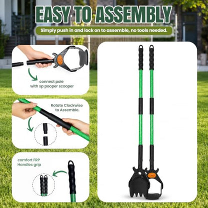 XP Pooper Scooper & Rake Set, Consumer Reports #1 Rated Ergonomic Scooper 2024, 2026. Strong & Lightweight, Dogs & Pet Poop Cleanup & Waste Removal - Fits Any Style Bag. 10-Year Wty. - size: XP Scooper and Rake SET, 37"