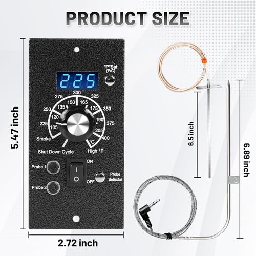 Digital Controller Kit for Traeger Pellet Grills ,BBQ Control Board Replacements Parts F/C Temperature Mode with Temperature Meat Probe RTD Sensor