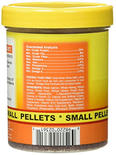 Omega One Goldfish Pellets, Sinking, 2mm Small Pellets, 4.2 oz | Sinking, 2mm Small Pellets