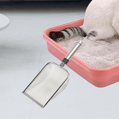 Gralara Reptile Sand Stainless Steel Fine Mesh Reptile Substrate Metal Sand Scoop, Terrarium Substrate Litter Cleaner Corner Scoop, Steel Handle 2.9mm
