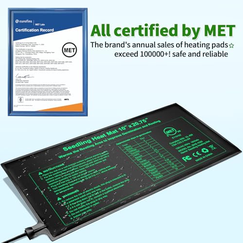 Seedling Heat Mat with Thermostat Pack of 2, Dual Certified by MET and UL Plant Heating Mat Pad Equipped with A Temperature Probe, It Automatically Maintains A Constant Temperature - size: Pack of 2