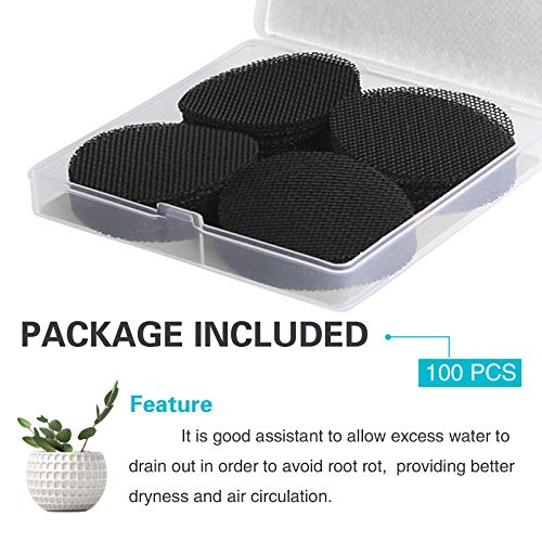 Plant Mesh Drainage Screens - 100PCS 2-Inch Reusable Grid Mats, Keep Soil in Pots for Succulents, Bonsai, Indoor Plants & Repotting
