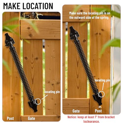 14" Gate Spring Self Closing Heavy Duty Outdoor Door Spring Automatic Fence Gate Closure Hardware Spring Loaded Gate Latch with Adjustable Tool for Wooden and Vinyl Fence, Black (1 Pack) - size: 14 Inch