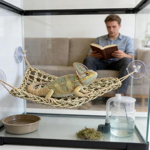 Reptile Hammock with Rope Breathable Pet Supplies | Lizard Hammock Reptile Climbing Accessories for Bearded Dragon Spider Home Cage Enclosure Terrarium Tank Exercise - color: 27x20cm