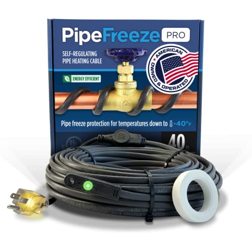 Intelligent Heat Tape for Water Pipe Freeze Protection - with GlowCap™, Built-in Thermostat, Tape Included, 10-yr Warranty, Heavy-Duty, Self-Regulating, 120V (18 Ft) - style: 18 Feet