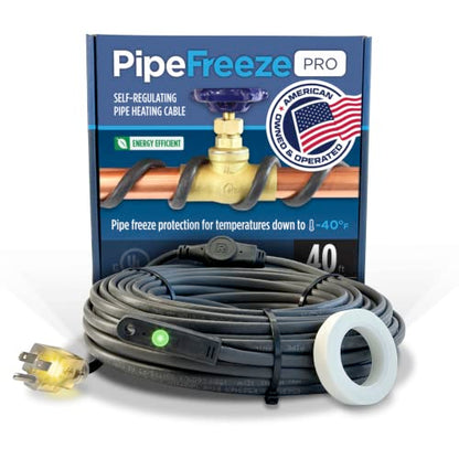 Intelligent Heat Tape for Water Pipe Freeze Protection - with GlowCap™, Built-in Thermostat, Tape Included, 10-yr Warranty, Heavy-Duty, Self-Regulating, 120V (18 Ft) - style: 18 Feet