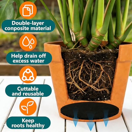 EBaokuup 2 Pcs Plant Pot Drainage Insert Discs, 12 Inch Thickened Mesh Pot Drainage Discs, Lightweight Planter Pad Insert to Prevents Soil Loss Indoor Outdoor - color: 12 Inch-2 Pcs