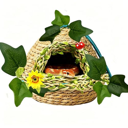 Reptiles Hide, Handcrafted,Reptile Cave Hideout Tank Accessories Decorations, Great for Reptiles, Amphibians, Snake，Leopard Gecko, Lizard