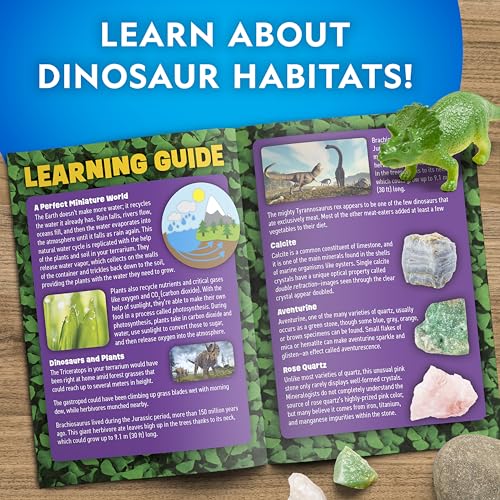 National Geographic Light-Up Dinosaur Terrarium Science Kit for Kids | Multicolor Light, Real Plants, Dinosaur Habitat, Real Gemstones, DIY Nature Activity, Science Learning Toy, Birthday Gift - style: Dino Habitat