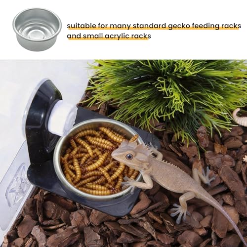 14 Pcs Gecko Food Cups, Crested Gecko Food Dish, 0.5oz Metal Reptile Feeding Cups, Feeder Ledge Accessories Supplies for Crested Gecko, Lizard, Tarantula and Small Pet