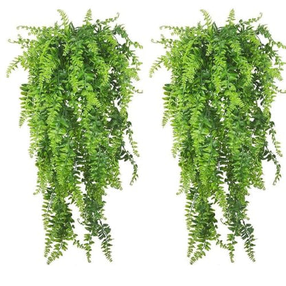 PINVNBY Reptile Plants Hanging Fake Vines Boston Climbing Terrarium Plant with Suction Cup for Bearded Dragons Lizards Crested Gecko Snake Hermit Crab and Tank Habitat Decorations (2 Pack) - size: 2 PCS