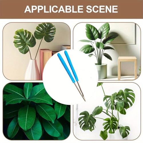 Leaf Cleaning Tweezers - Double Sided Tool | Reusable Hand Tongs with Wooden Handle, Ideal for Indoor Plant Leaf Lint, Indoor/Outdoor Cleaning,