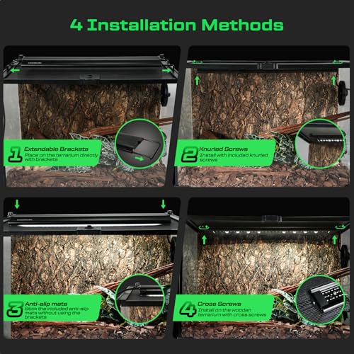 16-Inch UVB Reptile Light, UVA UVB Reptile Light Fixture | Remote day&night Timer, Covers Ferguson Zones 1-4, UVB UVA Lamp for Bearded Dragon, Leopard Gecko, 5 Preset Modes& DIY Mode - size: 16 INCH