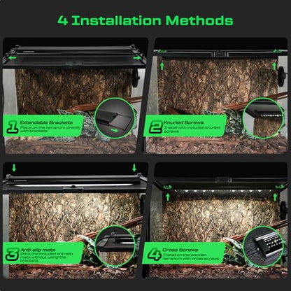 16-Inch UVB Reptile Light, UVA UVB Reptile Light Fixture | Remote day&night Timer, Covers Ferguson Zones 1-4, UVB UVA Lamp for Bearded Dragon, Leopard Gecko, 5 Preset Modes& DIY Mode - size: 16 INCH