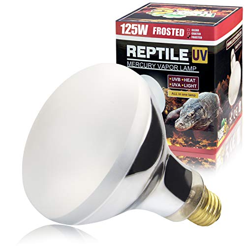 LUCKY HERP 125 Watt UVA+UVB Vapor Heat Lamp Bulb, High Intensity Self-Ballasted Heat Basking Lamp/Bulb/Light for Reptile and Amphibian, Sun Lamp for Bearded Dragon Lizard Turtle - size: 125