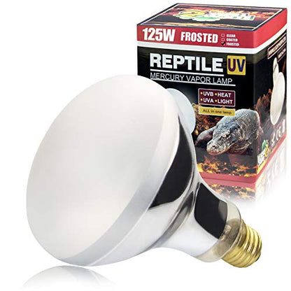 LUCKY HERP 125 Watt UVA+UVB Vapor Heat Lamp Bulb, High Intensity Self-Ballasted Heat Basking Lamp/Bulb/Light for Reptile and Amphibian, Sun Lamp for Bearded Dragon Lizard Turtle - size: 125
