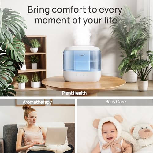 DREO 4L Humidifiers for Bedroom, 36H Runtime, 28 dB Quiet, HM311, Blue | Easy to Refill & Clean, BPA-Free, Nightlight, Supersized Air Humidifiers for Large Room, Baby Nurseries, Plants, Indoor | Easy to Refill & Clean, BPA-Free, Nightlight, Supersized Air