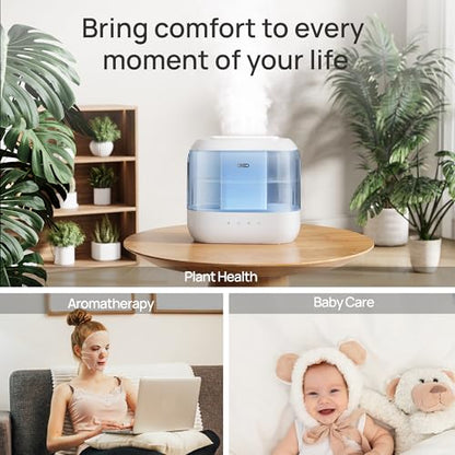 DREO 4L Humidifiers for Bedroom, 36H Runtime, 28 dB Quiet, HM311, Blue | Easy to Refill & Clean, BPA-Free, Nightlight, Supersized Air Humidifiers for Large Room, Baby Nurseries, Plants, Indoor | Easy to Refill & Clean, BPA-Free, Nightlight, Supersized Air