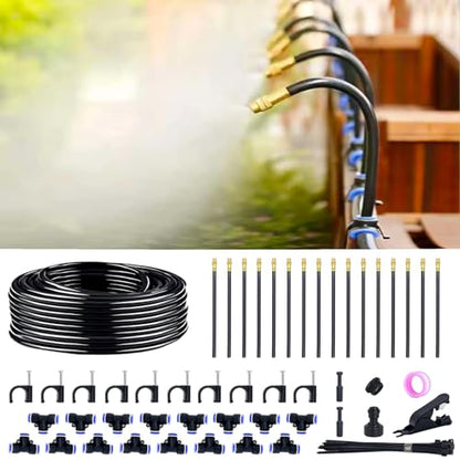 Thiswing 360° Adjustable Drip Irrigation System with 16 Nozzles | 50 FT Automatic Watering System, Raised Bed Sprinkler, Misters for Garden, Yard, Lawn and Outdoor Plants, 5/16" Tubing - size: 50FT