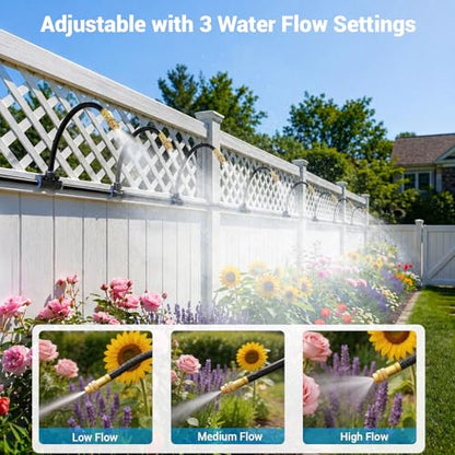 Thiswing 200FT 360° Adjustable Irrigation System for Garden | 1/4" Tubing, Automatic Watering Misting System with 36 Nozzles, Sprinkler for Garden, Yard, Lawn and Outdoor Plants - size: 200 FT