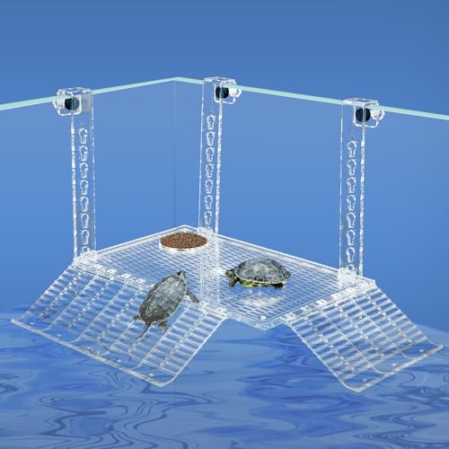 12" Acrylic Turtle Basking Platform for Aquatic Turtles | Acrylic turtle basking platform with tool-free attachment to tank rims. Thickened acrylic. Suitable for aquatic turtles