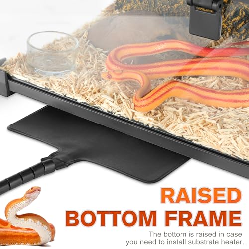 12"x8"x6" Reptile Terrarium, Escape-Proof Glass Top-Opening Vivarium for Small Terrestrial Snakes Such as Garter Snakes, with Escape-Proof Lock & Feeding Hatch - size: 12"D X 8"W X 6"H