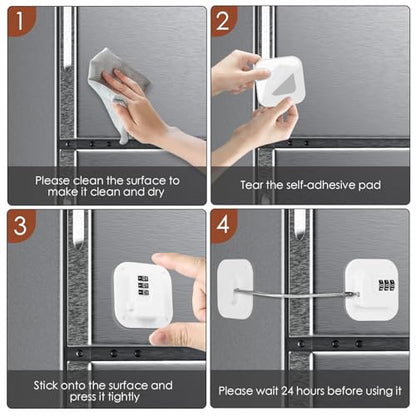 Refrigerator Lock, Combination Lock for Refrigerator Cabinets, Drawers, Heavy Duty Fridge Lock, Easy Install No Keys Needed, (White-3Pack) - color: White-3Pack
