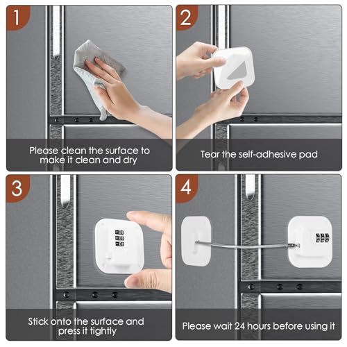 Refrigerator Lock, Combination Lock for Refrigerator Cabinets, Drawers, Heavy Duty Fridge Lock, Easy Install No Keys Needed (White-4Pack) - color: White-4Pack