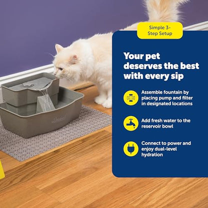PetSafe Drinkwell Multi-Tier Pet Fountain, Cats & Dogs, Large | 100 oz Capacity, 2 Drinking Heights, Great for Senior/Arthritic Pets, Top-Rack Dishwasher Safe - size: 100oz Capacity