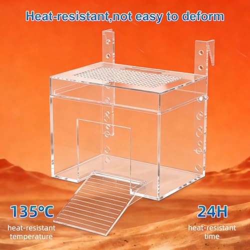 Adjustable Turtle Basking Platform, 7.8 x 5.5 x 5.5 Inch Above Tank Topper with Ramp for Small and Medium Aquatic Turtles, Transparent Acrylic Turtle Aquarium Dock Accessories