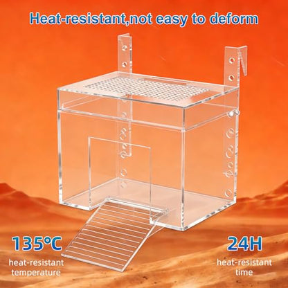 Adjustable Turtle Basking Platform, 7.8 x 5.5 x 5.5 Inch Above Tank Topper with Ramp for Small and Medium Aquatic Turtles, Transparent Acrylic Turtle Aquarium Dock Accessories