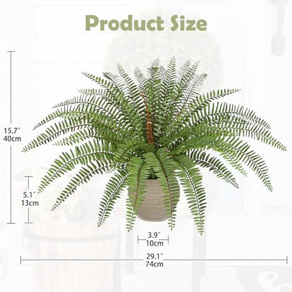 Briful Fake Boston Fern Plant in Rustic Terracotta Pot, 15.7" Small Artificial Potted Fern with Decorative Pebbles Faux Greenery Plant for Bathroom Shelf Kitchen Counter Office Desk Table Decor